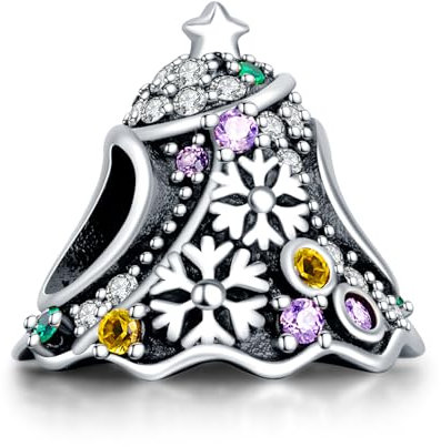 Rimgoris 925 Charm in argento sterling per bracciali da donna collana Nuovo albero di Natale Charms Bracciale Donna