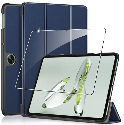 Hülle für Oneplus Pad Go/Oppo Pad Neo 2024 11.4 inches Tablette Case Cover+1 Stücks Schutzglas Schutzfolie -Blue
