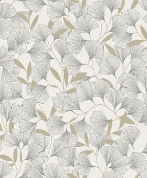 Grandeco Vavex Papier peint intissé Motif feuilles de ginkgo Blanc