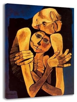 TNGHHSGA „Ternura“ von Oswaldo Guayasamin Berühmte Gemälde Druck auf Leinwand Reproduktionen von Ölgemälden Klassizismus-Wandkunst Wohnzimmer 80 x 112 cm gerahmt