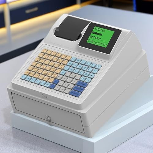 Lakenbroade Registrierkasse, Registrierkasse mit 81 Tasten für kleine Unternehmen, Registrierkasse mit Schubladenbox, Digitale LED-Anzeige, Einzelhandel, geeignet für Einzelhandel