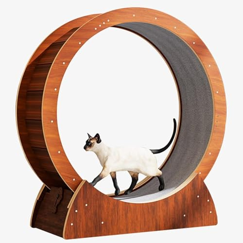 Katzenlaufband mit Holzmaserung, ohne Lücke, 68, 78, 88, 98 cm Durchmesser, leises Abnehmen, Laufrad für Indoor-Katzen, Katzenlaufrad (Größe: M-78 cm)