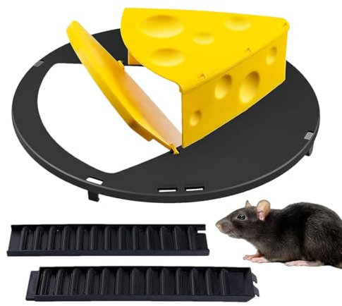 Humane Mäuse-Eimer, Käseform, intelligenter Schiebe-Eimer-Deckel, Mausefalle – 1,8 l Mausefalle für den Außenbereich, automatischer Rücksetzer, Eimerdeckel, Mausefalle, schneller effektiver