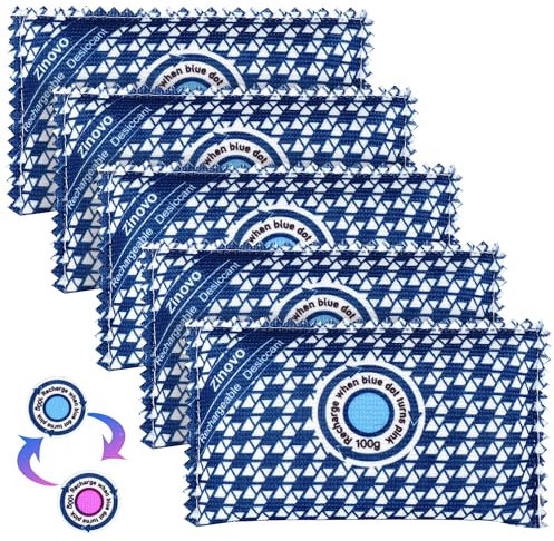 Zinovo Dehumidifier Packs Bags For Car,5pcs/100g,Reusable Silica Gel,Moisture Absorber For Safes/Home Closets/Storage/Duffle Bag/Small Spaces