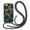 Xylota Handykette Handyhülle für iPhone 8/7/SE 2020/SE 2022 4,7 Hülle mit Band, Niedliches Muster Smiley Case mit Kordel zum Umhängen,Weich TPU Silikon Stoßfest Schutzhülle Cover für iPhone 7,Schwarz