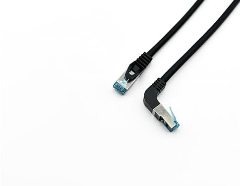 Equip 605892 Cat.6A S/FTP Patchkabel, abgewinkelter auf geraden Stecker, 3,0 m, schwarz