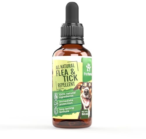 Natural Flea & Tick Repellent for Dogs 50ml – Spot-On Essential Oil Formula with Citronella & Neem Leaf Extract -Naturally Repels Fleas & Ticks, Long-Lasting, Safe for All Breeds & Puppies by Petforia