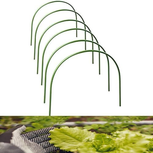 Greenhouse Hoops for Raised Beds, 6Pcs Garden Hoops Stakes Grow Tunnel for Row Cover Netting, Greenhouse Support Hoop with 24 Clips for Netting Raised Beds (60x60cm)