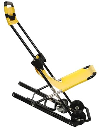 Manueller Aufzug Treppenstuhl-Stuhl Tragbarer faltbarer Rollstuhl-Treppenstuhl, der Klettern Rollstuhl Treppenstuhl-Aufzug Gelb 350 lbs Tragfähigkeit Stuhl Aufzug Stuhl Ambulanz-Backup für Altere, Beh