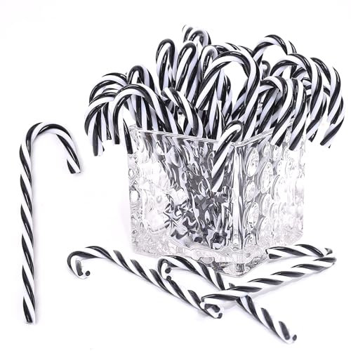 HERZWILD 32pcs schwarz Weihnachtsbaumschmuck Zuckerstangen zum Hängen Weihnachtsdeko Anhänger Zuckerstange Ornamente Xmas Tree Hanging (schwarz 12cm (ohne Loch))