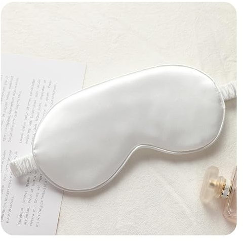 Yurosiay Seiden-Schlafmaske Verstellbar Augenmaske Augen-Schlafschutz Bio Satin Schlafbrille Augenmaske zum Schlafen Schlafbrille Augenabdeckung mit Gummibänder für Männer & Frauen Weiß 2 Stück