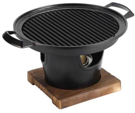 Mini barbecue de table portable d'intérieur portable sans fumée avec cadre en bois en alliage d'aluminium et charbon de bois, sans fumée, convient pour le camping, la maison, le barbecue