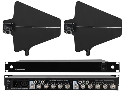 WOUDY UHF Wireless Antenna Distribution System, Active Directional Antennas Wireless Microphone System with Antenna Paddle for Stage Performance,Wedding, Live Shows with Antenna Paddle, 3280FT