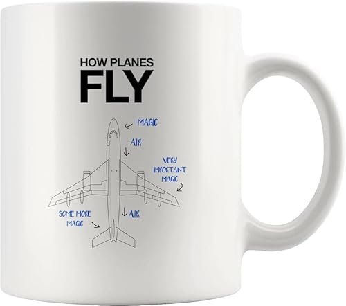 IKJHG How Planes Fly Pilot Gifts Aviation Aerospace Engineer Student Airplane Aircraft Mechanic Captains Flight Attendant Graduation Pilot Dad Husband Boyfriend Girlfriend Ceramic Coffee Mug 11 Oz