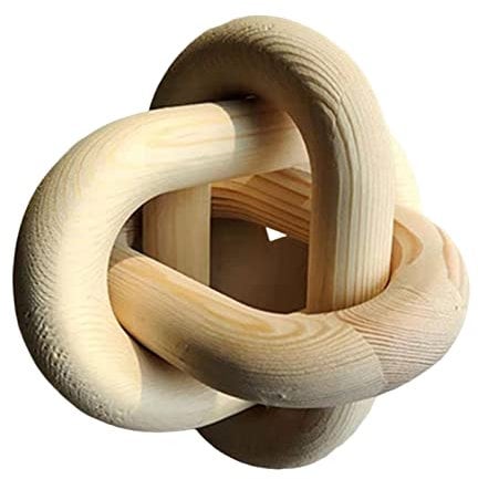 Pleayietoopiatiey Boho Wood Chain Link Knot Sculpture Crafts Party Cabinet Living Room Beige