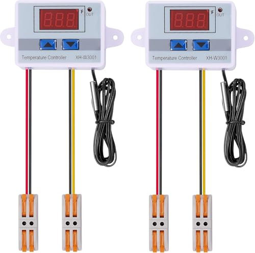 Gebildet 2 pz Modulo Regolatore di Temperatura LED Digitale con Connettore Rapido, XH-W3001 Mini Interruttore Termostato con Sonda sensore Impermeabile, Programmabile da 50 a 110 gradi (12 V)
