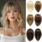 PARXITN Hair Topper für Frauen Synthetische Haarteile 30cm Hair Toupet mit Pony Gerade Wiglets Haarteile für Dünnes Haar Dunkelblond mix Bleichblond