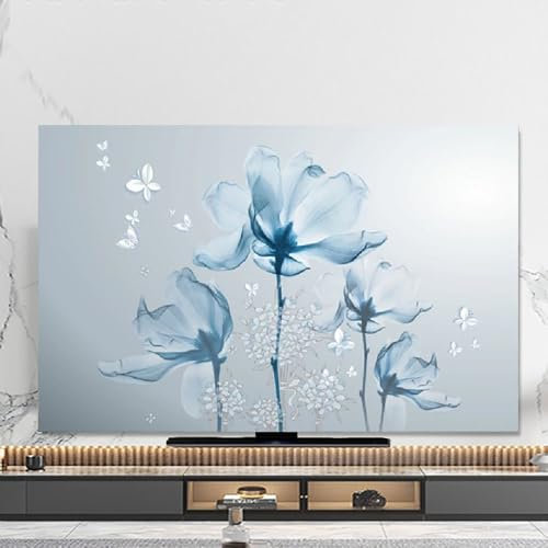 Hixingo TV Dust Cover, 3D Flowers TV Screen Cover Television Cover 32-80Inch Reversible Soft Universal Elastic TV Screen Protection Cover TV Protection Cover (32 inch,Blue 1)