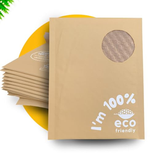 Simplelifeco Gepolsterte Briefumschläge (Größe: 17 x 22cm) FSC-zertifizierte, umweltfreundliche gepolsterte Versandumschläge aus Papier. 100% recycelbare Umschläge mit Selbstklebeverschluss. 25 Stück