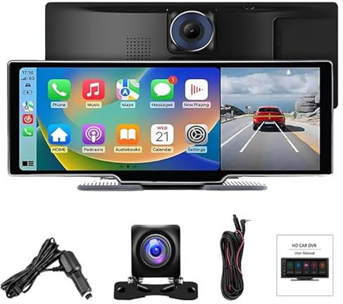 Cartablet Pro Max 2026 Model, Cartablet Pro Max with Reversing Camera, 4k Dual Lens Car Play Tablet with Dash Cam, Carplay & Android Auto Screen Receiver with GPS Navigation/Voice Control (1set)