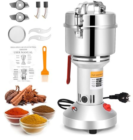 Moulin à céréales électrique MINENICE 500 g, 220 V, broyeur ultrafin 36 000 tr/min, avec trois lames pour herbes, épices, noix, céréales et poudre d'herbes