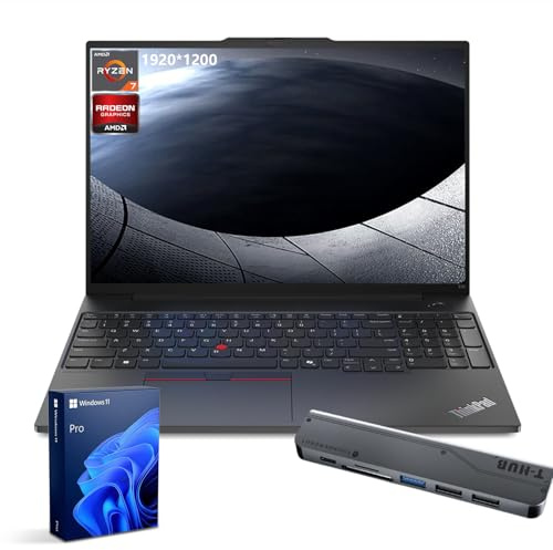 Lenovo ThinkPad E16 Gen 2 Business Laptop, 16 Zoll FHD+ Display, AMD Ryzen 7 7735U, 64GB DDR5 RAM, 1TB SSD, Fingerabdruck, Hintergrundbeleuchtung, Wi-Fi 6, Windows 11 Pro, Bundle mit Targus USB-C 100W