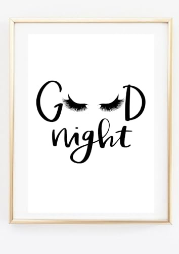 Din A4 Kunstdruck ohne Rahmen - Good night - Gute Nacht - Beauty Lashes Wimpern - Schlafzimmer Schlafen Traum - Poster Bild Deko