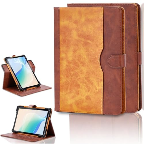 Schutzhülle für Peaq Pet-1008-F464e 25,4 cm (10 Zoll) Tablet, 360 Grad drehbar, mehrere Betrachtungswinkel, PU-Leder, Standfunktion, Folio-Hülle, Braun
