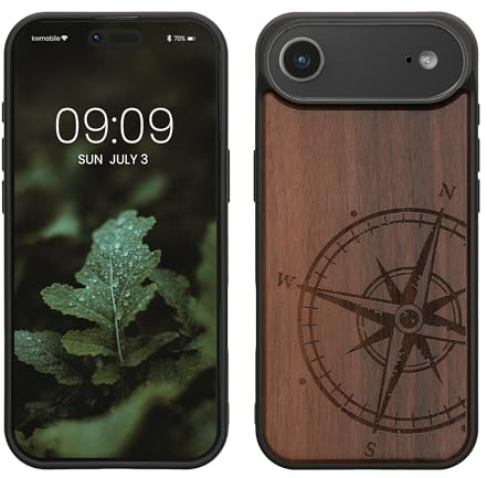 kwmobile Handyhülle für Apple iPhone Air Hülle Holz - Case mit TPU Bumper - Stoßfestes Hardcase - Schutzhülle Cover in Dunkelbraun