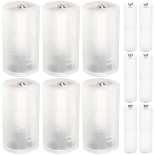 HAAMNING7 2 AA to D Battery Converter Case & AAA to AA Battery Adapter, 2 AA to D Size Battery Adapter Holder Storage Box for Flashlight (6 Pack)