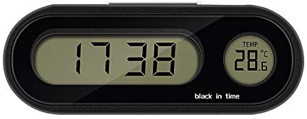 2-in-1 Auto Digitaluhr mit Temperaturanzeige, LED-Display, Uhr & Thermometer fürs Auto, selbstklebend, Batteriebetrieben, für Armaturenbrett und Lüftung, Schwarz
