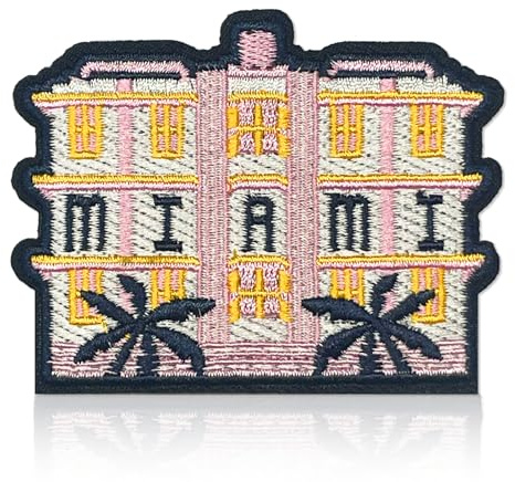 QianSiLi Miami City BügelFlicken – Florida USA Reise Souvenir Patches zum Aufbügeln/Aufnäher für Jacke Jeans Rucksack (7,6x5,9cm)