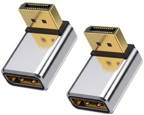 8K 90Degree Display Port Adapter 1.4,Right Angle DP Male to Female Extender | Support 32.4Gbps 8K@60Hz 4K@144Hz HDR, Aluminum DisplayPort Extender for Monitor,PC,Laptop,Wall TV (Down)