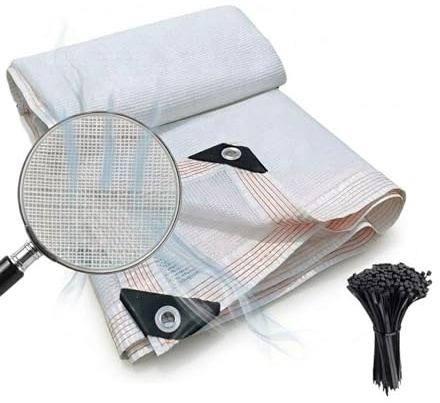 Filet d'Ombrage Blanc 50% Toile d'Ombrage Coupe-Vent Respirant Filet Protection Solaire avec Œillets pour Extérieur/Patio/Balcon/Pergola/Serre/Jardin/Potager(3.0x5.0 m)