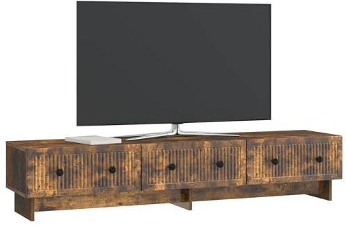 vidaXL TV-Schränk Geräucherte Eiche 147 x 34,5 x 30 cm Holzwerkstoff, Wohnzimmer, Vintage-Stil, rechteckiger TV-Ständer, viel Stauraum, Moderne Medien-Einheit, Holzschrank