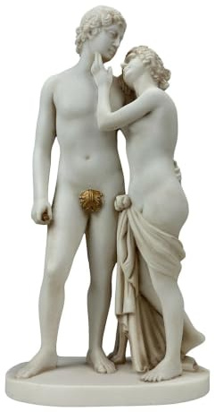 Venus und Adonis Statue von Antonio Canova – Griechisch-römische Mythologie-Skulptur aus gegossenem Marmor, graue Patina, Museumsreplika, 30 cm, handgefertigt in Griechenland