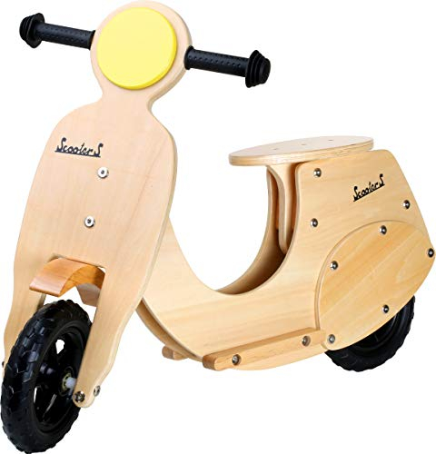 small foot 4737 Laufrad Motorroller aus Holz, im nostalgischen Design, mit Fußstützen und festen Griffen, ab 3 jahren