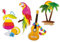 Boland 52516 - Kartondekoration Hawaii, 4 verschiedene Motive, Beach Party, Cocktail Party, Mottoparty, Karneval, Sommer, Sonne