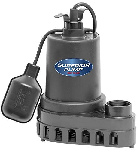 Superior Pump 92570 Thermoplastische Tauchpumpe mit Schwimmerschalter, 1/2 PS, Schwarz