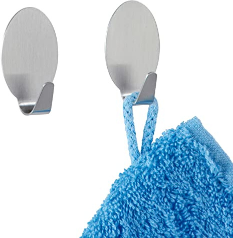 WENKO Maxi-Wandhaken Edelstahl matt 2er Set - 2er Set, Edelstahl rostfrei, 2.4 x 4.2 x 2 cm, Matt