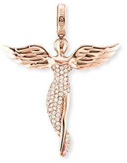 Engelsrufer Damen Engel Anhänger aus 18K Roséergoldetem Sterling Silber - besetzt mit 90 Zirkonia Steinen - Ösenverschluss - nickelfrei