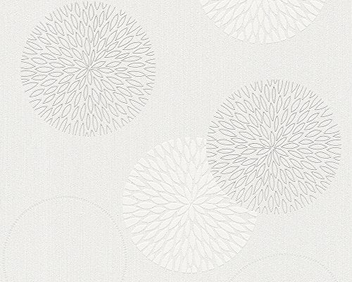 A.S. Création Vliestapete 10,05 m x 0,53 m mit abstraktem Blumendesign - Creme, Weiß - florale Tapete Made in Germany - 937922