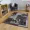 The Rug House Milan Traditioneller Läufer Teppich mit Patchwork-Muster für das Wohnzimmer in Lila Violett-, Schwarz- und Graufarbtönen 60cm x 240cm