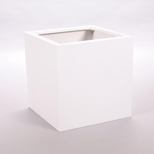 Elegant Einrichten Blumenkübel Fiberglas quadratisch 40x40x40cm Perlmutt weiß.