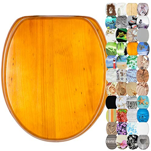 Sanilo WC-Sitz mit Absenkautomatik I Hochwertiger Toilettensitz aus Holz I Toilettendeckel in verschiedenen Motiven (Holz)