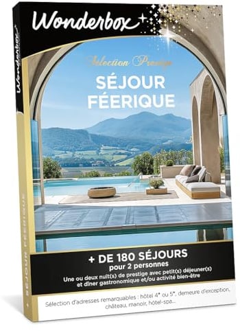 WONDERBOX - Coffret Cadeau - Séjour Féerique - pour 2 pers. | 1 à 2 nuits avec petit déjeuner et dîner et/ou activité bien-être - Plus de 180 séjours - Hôtel 4* ou 5*, château, manoir