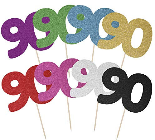 Large Number 90 Glitter Cake Topper (Black Glitter)