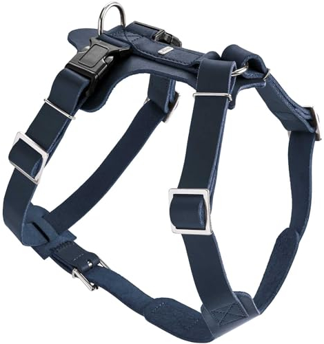 HUNTER AALBORG Hundegeschirr, Leder, S-M/2, dunkelblau
