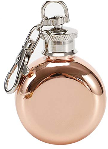 TOSSPER 1pc Portable Hip Flasks 1 Oz Stainless Steel Flagon Jar Wine Whisky Pot Alcohol Bottle with Key Ring for Travel Father's Gift (silver)