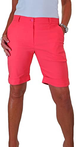 icecoolfashion Womens Above Knee Straight Leg Shorts Coral Orange 8-22 (12)